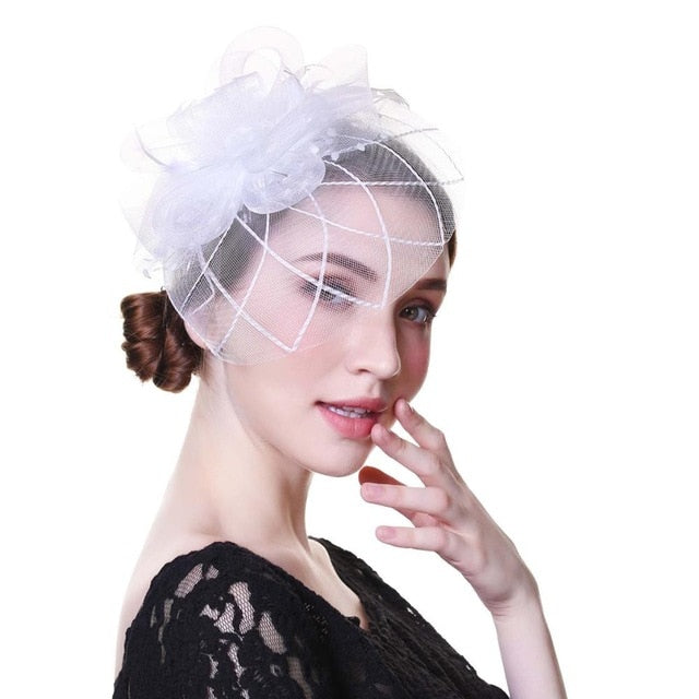 Flower Mesh Ribbons Hat