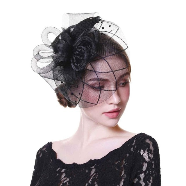 Flower Mesh Ribbons Hat