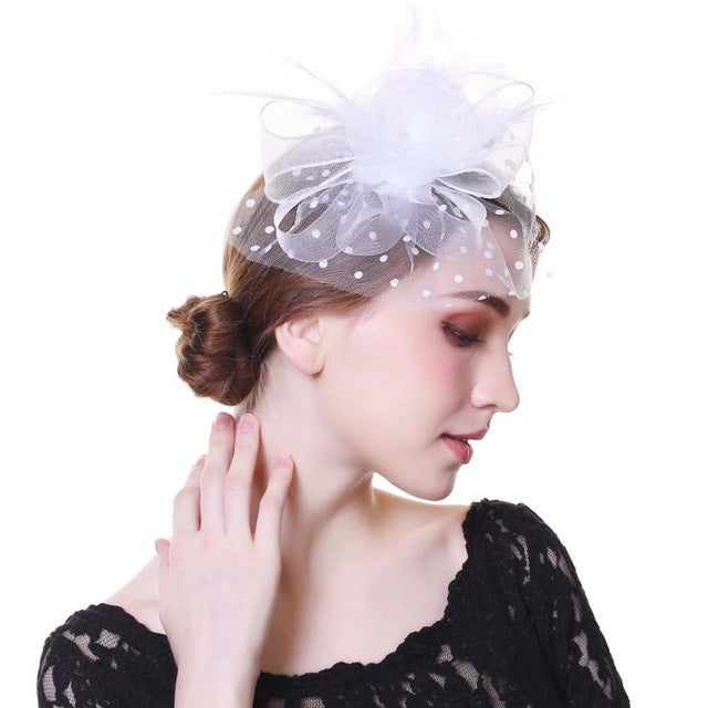 Flower Mesh Ribbons Hat