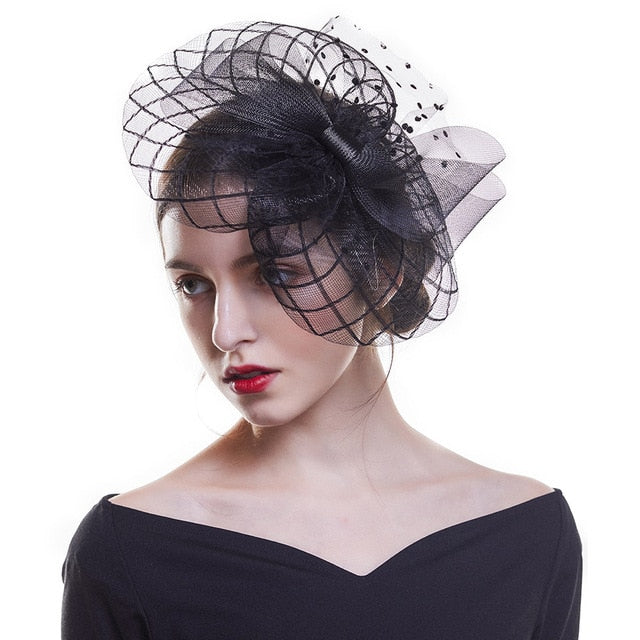 Flower Mesh Ribbons Hat