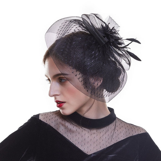 Flower Mesh Ribbons Hat