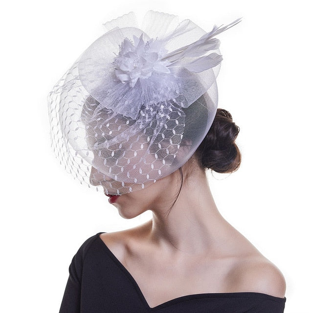 Flower Mesh Ribbons Hat