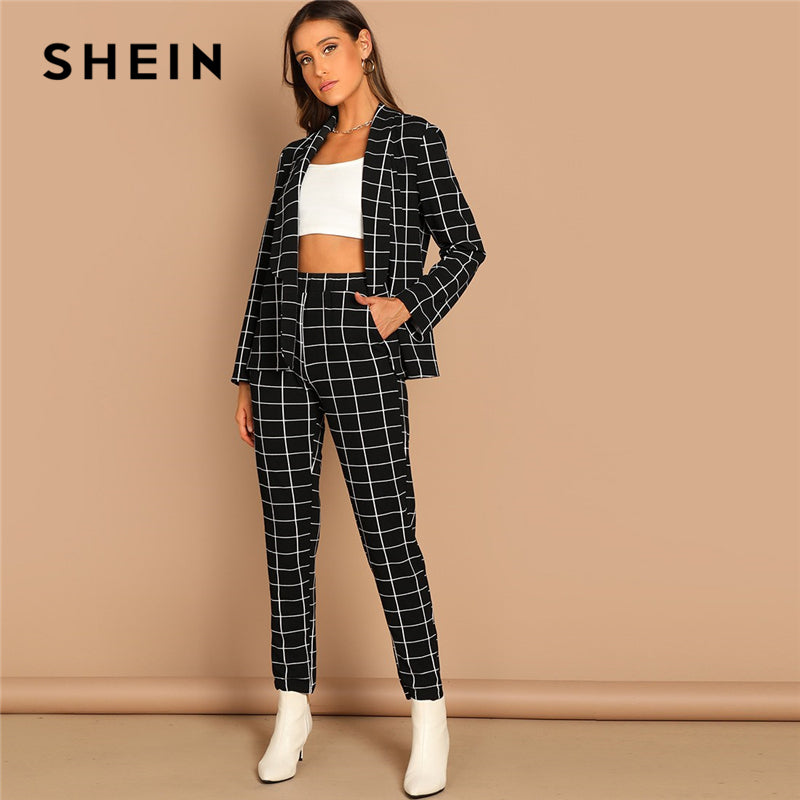 SHEIN Black Stretchy Grid dress