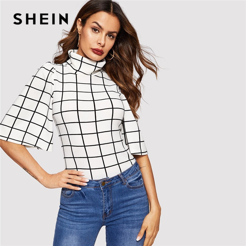 SHEIN Black and White Turtleneck