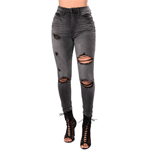 SHEIN Shredded High Waist Jeans pants