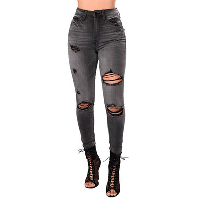 SHEIN Shredded High Waist Jeans pants