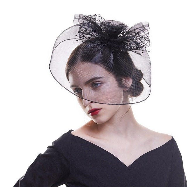 Flower Mesh Ribbons Hat