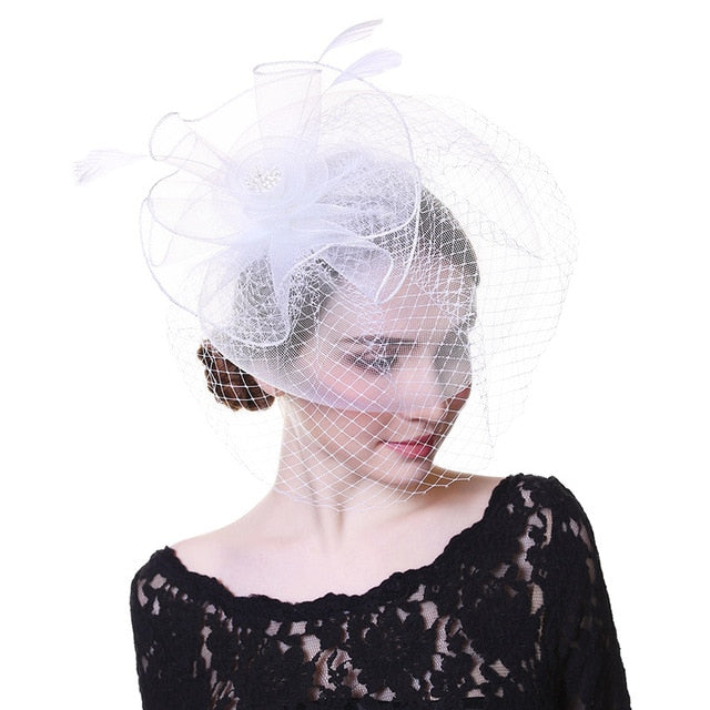 Flower Mesh Ribbons Hat