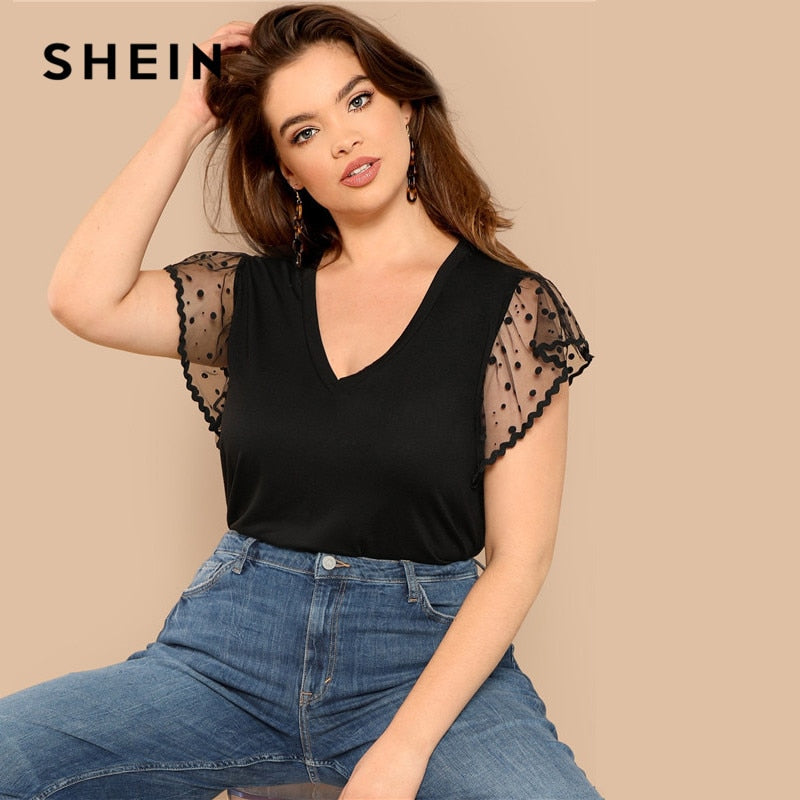 SHEIN  Sheer Mesh  Slim Fit Tops Tees